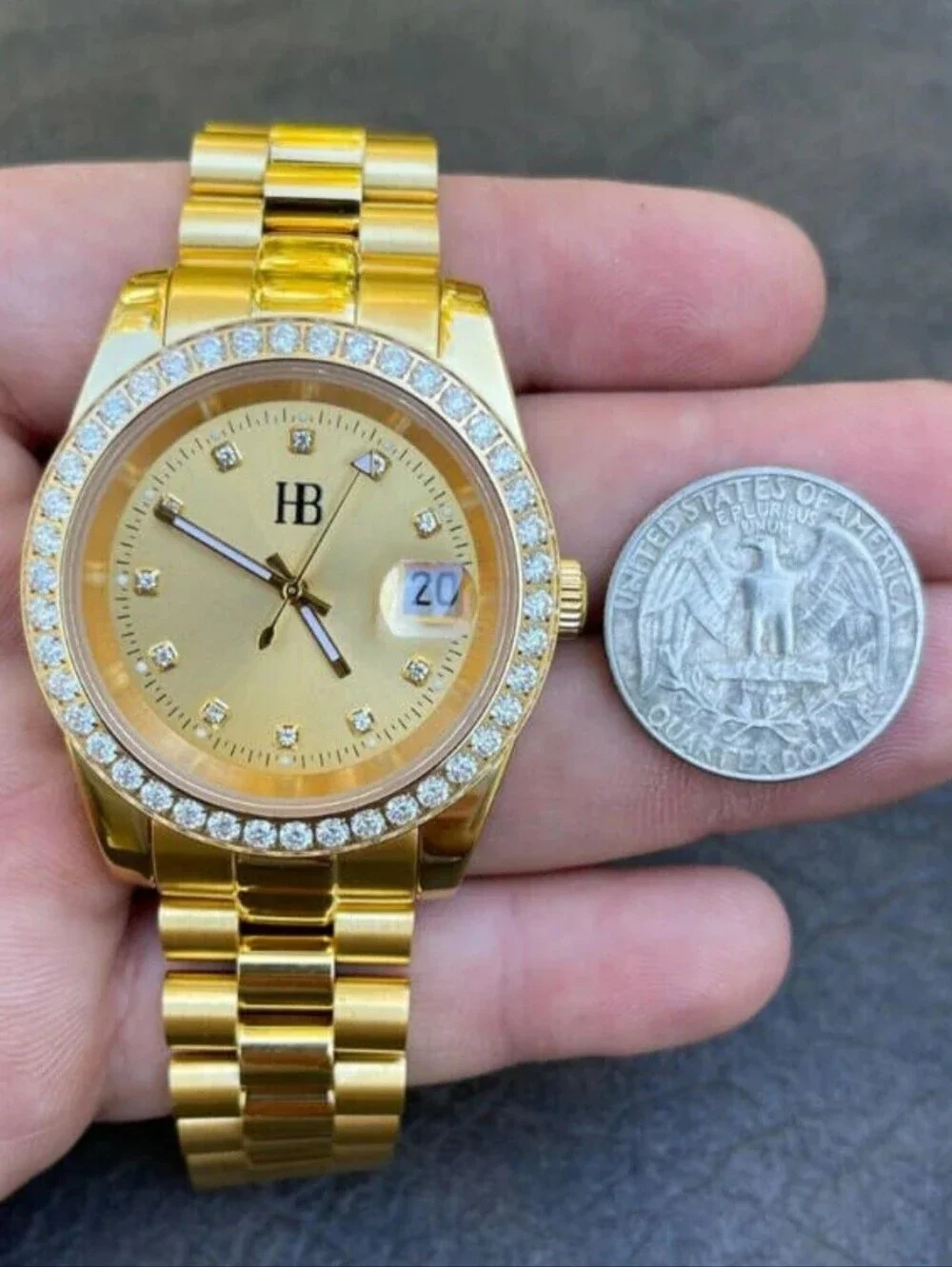 MOISSANITE Automatic Presidential Watch Gold Plated Iced Pass Diamond Test 41mm